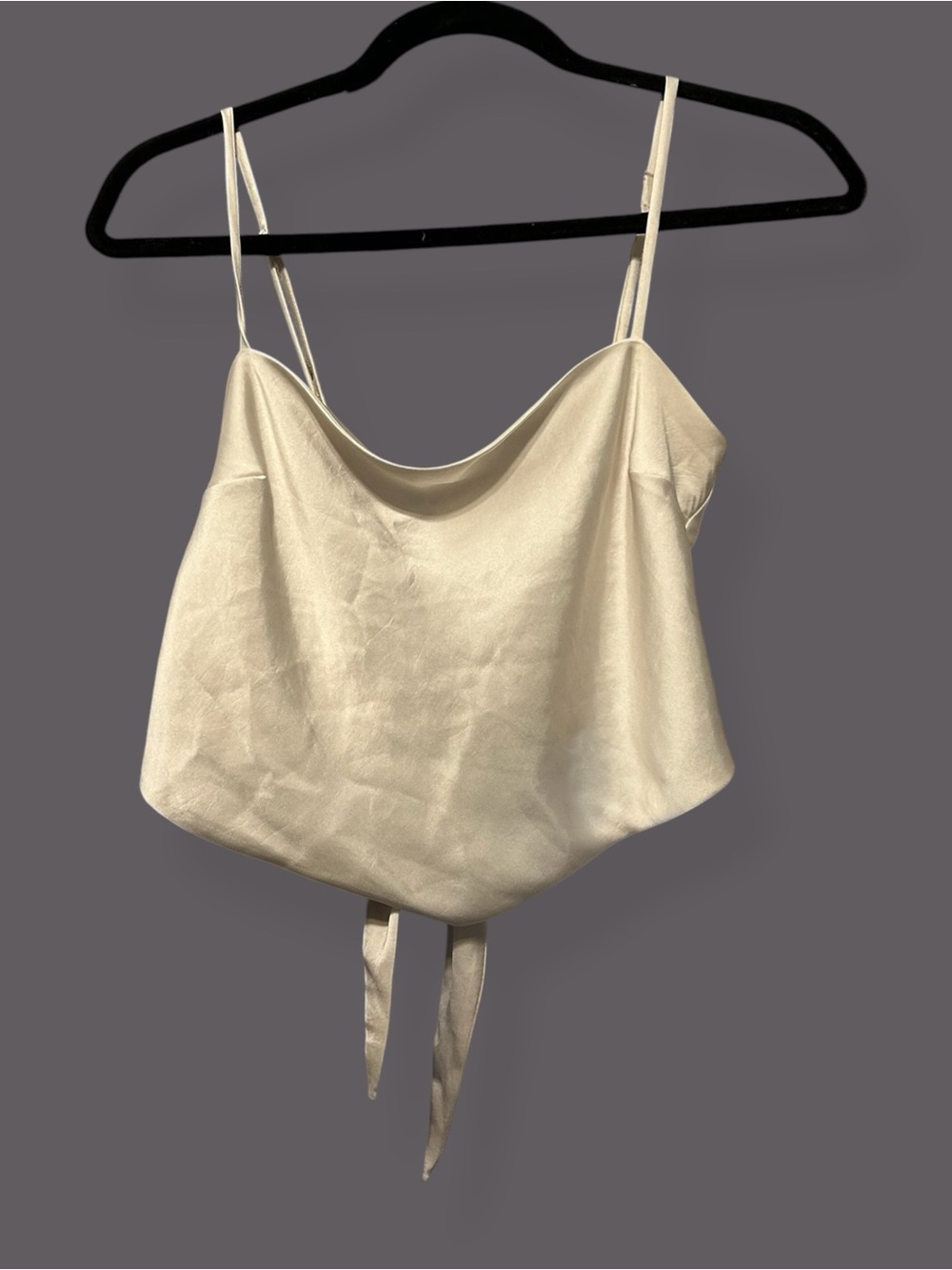 Aritzia Sunday Best Cream Satin Scarf Crop Tank Top